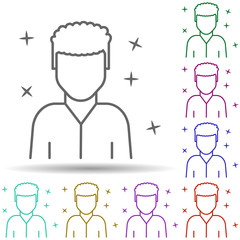 Poster - Man young avatar multi color style icon. Simple thin line, outline vector of avatar icons for ui and ux, website or mobile application