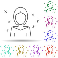 Poster - Avatar woman multi color style icon. Simple thin line, outline vector of avatar icons for ui and ux, website or mobile application