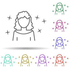 Poster - Woman avatar multi color style icon. Simple thin line, outline vector of avatar icons for ui and ux, website or mobile application