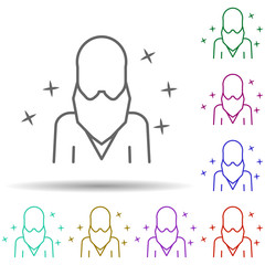 Poster - Old man avatar multi color style icon. Simple thin line, outline vector of avatar icons for ui and ux, website or mobile application