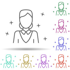 Poster - Woman avatar worker multi color style icon. Simple thin line, outline vector of avatar icons for ui and ux, website or mobile application