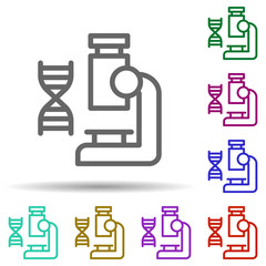 Poster - Microscope, laboratory in multi color style icon. Simple thin line, outline vector of bioengineering icons for ui and ux, website or mobile application