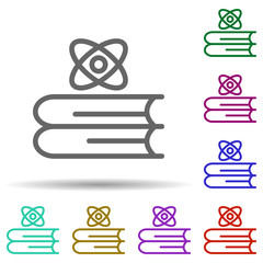 Poster - Book, atom in multi color style icon. Simple thin line, outline vector of bioengineering icons for ui and ux, website or mobile application