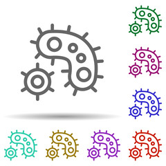 Poster - Bacteria, virus in multi color style icon. Simple thin line, outline vector of bioengineering icons for ui and ux, website or mobile application