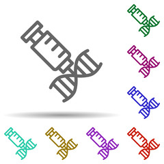 Poster - Dna, injection in multi color style icon. Simple thin line, outline vector of bioengineering icons for ui and ux, website or mobile application