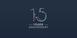 15 years anniversary vector icon, logo. Neon graphic number