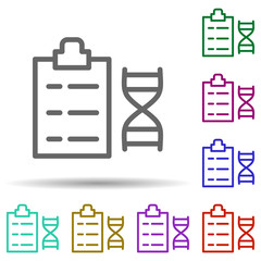 Poster - Dna, files, text in multi color style icon. Simple thin line, outline vector of bioengineering icons for ui and ux, website or mobile application
