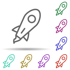 Poster - Rocket, startup in multi color style icon. Simple thin line, outline vector of bioengineering icons for ui and ux, website or mobile application