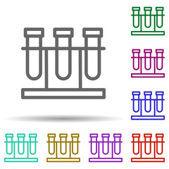 Poster - Test, flasks in multi color style icon. Simple thin line, outline vector of bioengineering icons for ui and ux, website or mobile application