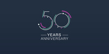 50 Years Anniversary Vector Icon, Logo. Neon Graphic Number