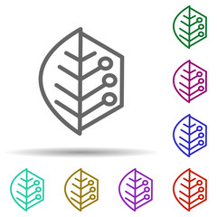 Poster - Leaf, symbiosis in multi color style icon. Simple thin line, outline vector of bioengineering icons for ui and ux, website or mobile application