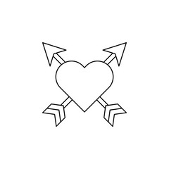 Poster - Heart, arrow color icon. Simple thin line, outline vector of boho icons for ui and ux, website or mobile application