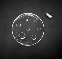 Wall Mural - Chalk drawn illustration of full Moon