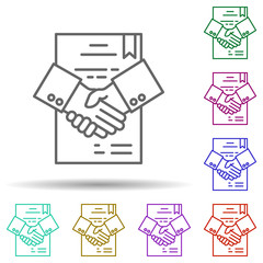 Poster - Agreement, handshake in multi color style icon. Simple thin line, outline vector of communication icons for ui and ux, website or mobile application