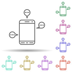 Poster - Smartphone, communication in multi color style icon. Simple thin line, outline vector of communication icons for ui and ux, website or mobile application
