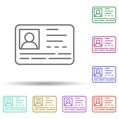 Poster - Id card, communication in multi color style icon. Simple thin line, outline vector of communication icons for ui and ux, website or mobile application