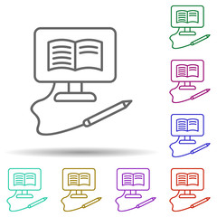 Poster - Blog, communication in multi color style icon. Simple thin line, outline vector of communication icons for ui and ux, website or mobile application