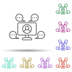 Poster - Network, communication in multi color style icon. Simple thin line, outline vector of communication icons for ui and ux, website or mobile application