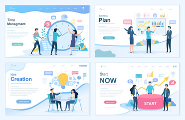 Poster - set of motivational posters for business solutions on time management, planning, idea creation and s