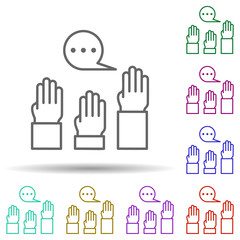 Poster - Question, communication in multi color style icon. Simple thin line, outline vector of communication icons for ui and ux, website or mobile application