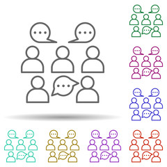 Poster - People, discussion, communication in multi color style icon. Simple thin line, outline vector of communication icons for ui and ux, website or mobile application