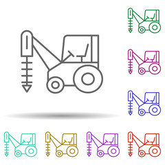 Poster - Auger tractor in multi color style icon. Simple thin line, outline vector of consruction machinery icons for ui and ux, website or mobile application