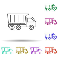 Poster - Dam truck in multi color style icon. Simple thin line, outline vector of consruction machinery icons for ui and ux, website or mobile application