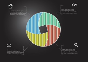 Canvas Print - Circle divided to four parts filled by color patterns