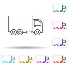 Poster - Dam truck in multi color style icon. Simple thin line, outline vector of consruction machinery icons for ui and ux, website or mobile application