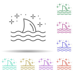 Poster - Diving shark in multi color style icon. Simple thin line, outline vector of diving icons for ui and ux, website or mobile application