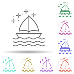 Poster - Diving sailboat in multi color style icon. Simple thin line, outline vector of diving icons for ui and ux, website or mobile application