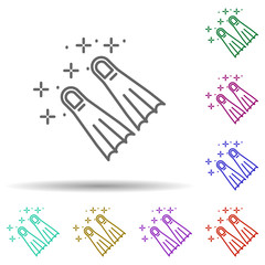 Poster - Diving flippers in multi color style icon. Simple thin line, outline vector of diving icons for ui and ux, website or mobile application