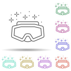 Poster - Diving goggles in multi color style icon. Simple thin line, outline vector of diving icons for ui and ux, website or mobile application