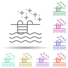 Poster - Diving pool in multi color style icon. Simple thin line, outline vector of diving icons for ui and ux, website or mobile application