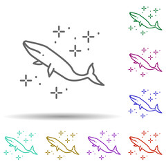 Poster - Diving whale in multi color style icon. Simple thin line, outline vector of diving icons for ui and ux, website or mobile application