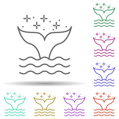 Poster - Diving whale in multi color style icon. Simple thin line, outline vector of diving icons for ui and ux, website or mobile application