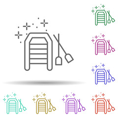 Poster - Diving boat in multi color style icon. Simple thin line, outline vector of diving icons for ui and ux, website or mobile application
