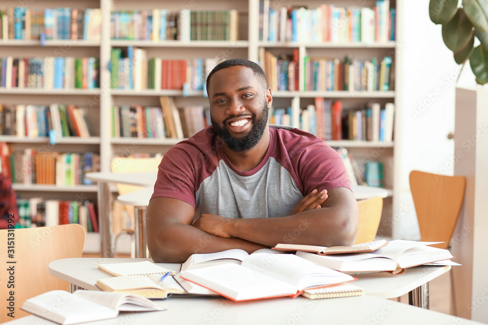 Portrait of African-American student in library