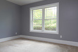 interior grey empty room with a double window