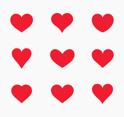 Wall Mural - red hearts icons.