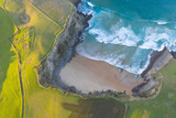 Aerial view of Antuerta beach, Ajo, Bareyo Municipality, Trasmiera Coast. Cantabrian Sea, Cantabria, Spain, Europe
