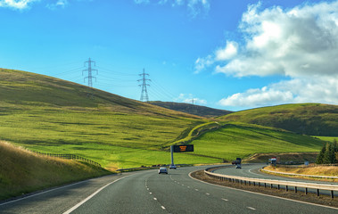 road to Scottish ,south along the arterial road north   Scotland,roads on the British mainland,Landscape wall paper background