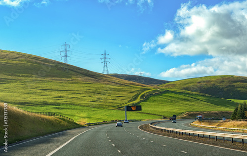 Fotomural road to Scottish ,south along the arterial road north Scotland,roads on the Br