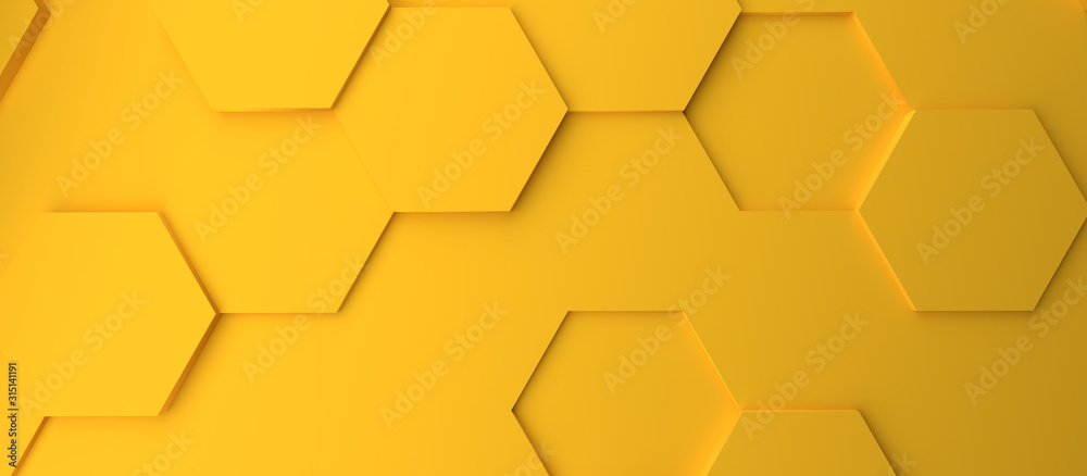 Abstract modern yellow honeycomb background - obrazy, fototapety, plakaty 