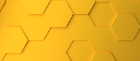 Wall Mural - Abstract modern yellow honeycomb background