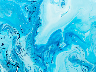 Blue creative abstract hand painted background, marble texture