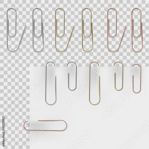 Cuadros en Lienzo Realistic metal paper clips set