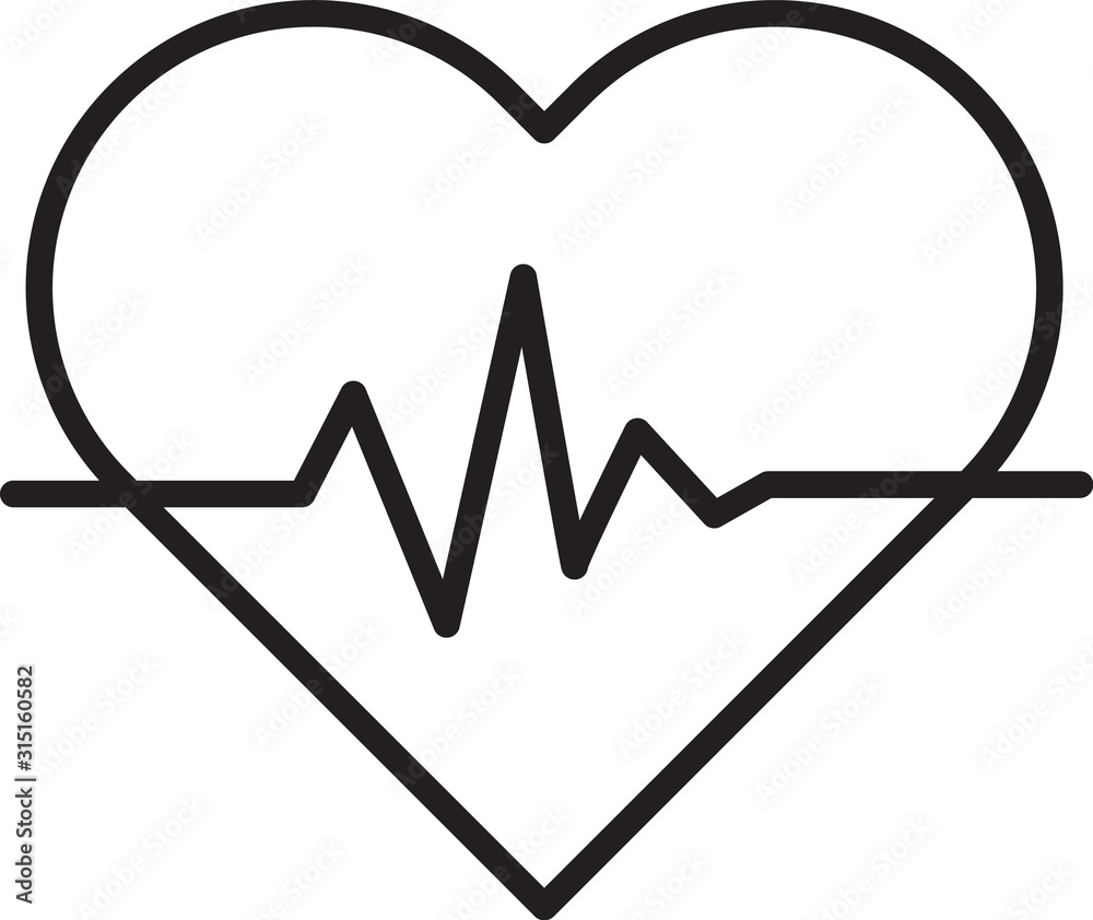 Heart Pulse Line Black And White