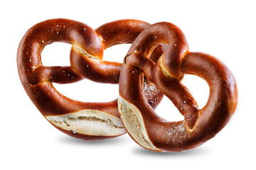 Pretzel with salt on a white isolated background