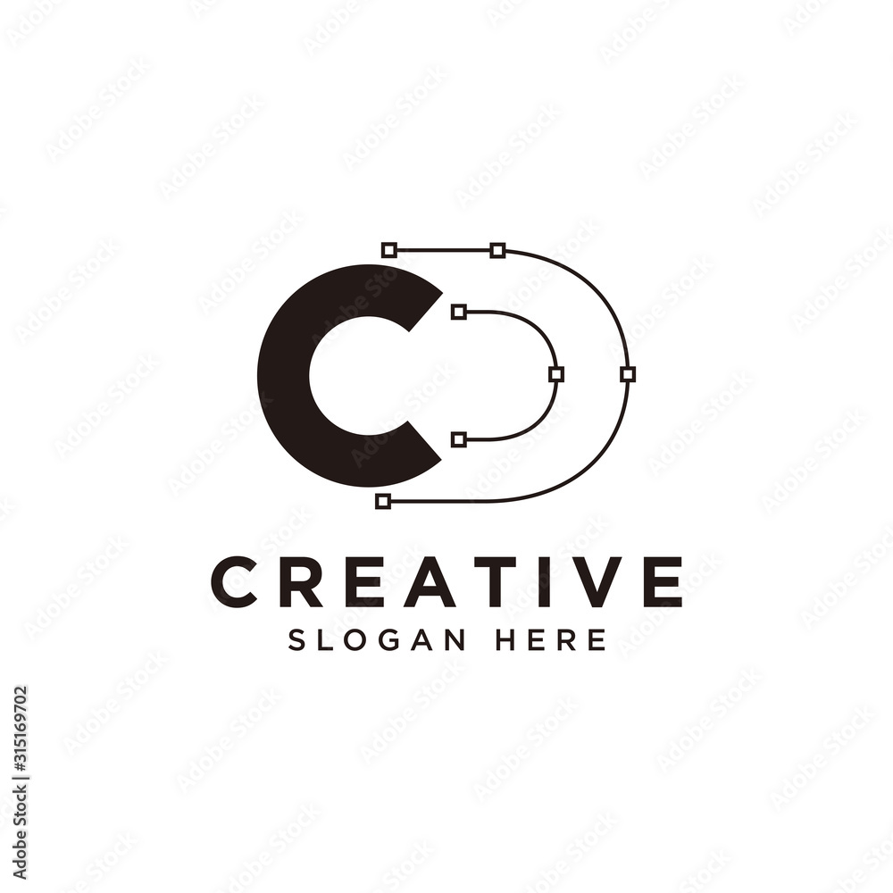 Initial CD logo design with curved line - vector Stock Vector | Adobe Stock